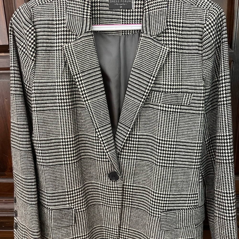 Women's Black and White Checkered Blazer.